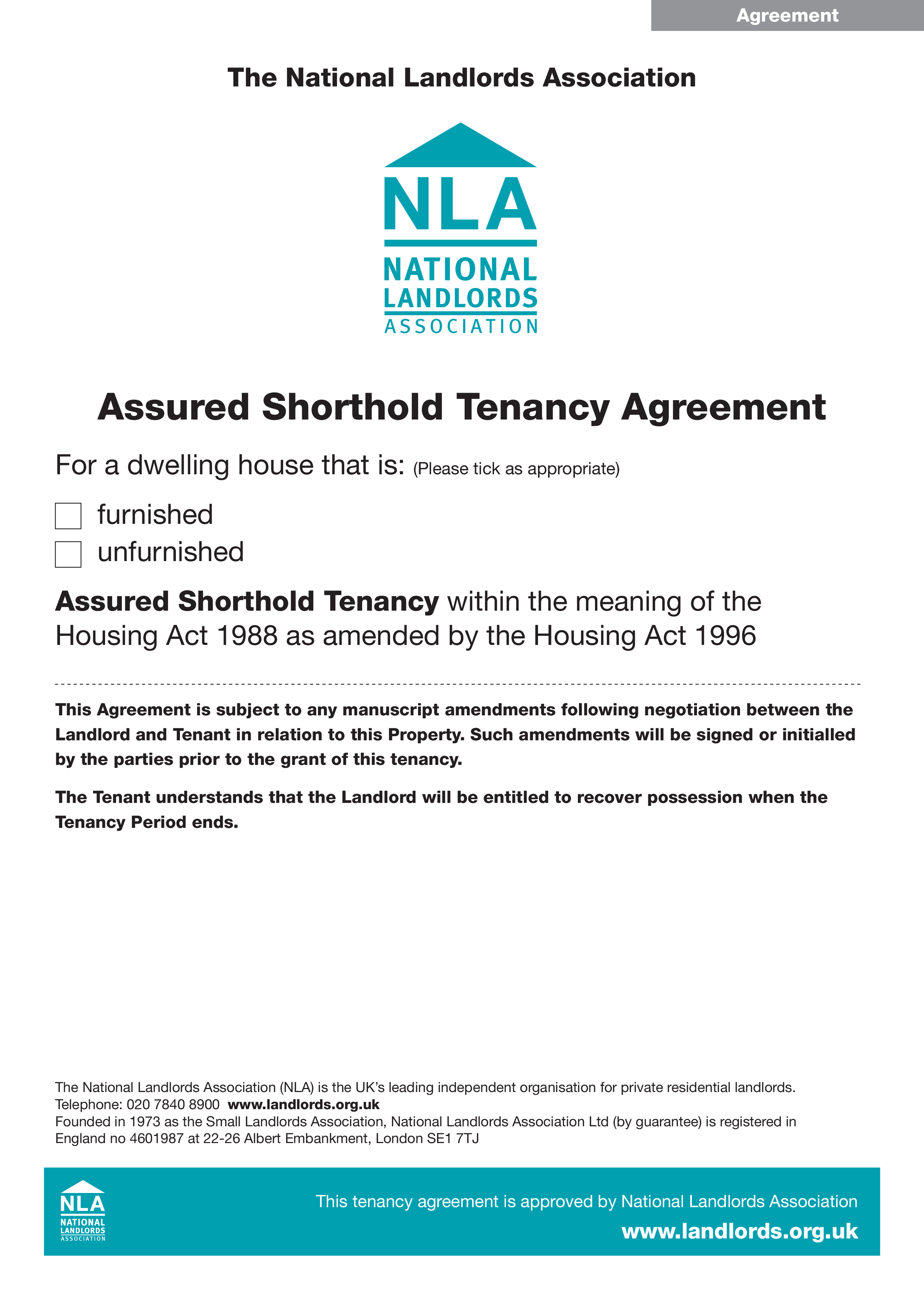 Tenancy Shorthold Agreement 模板