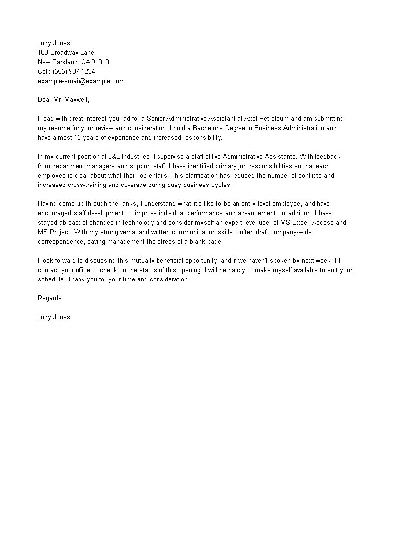 Application Letter Administrative Staff