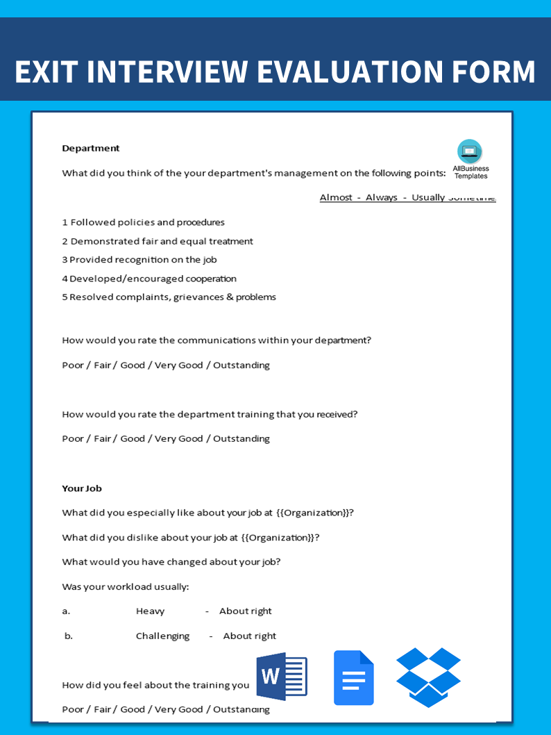 blank exit interview form template