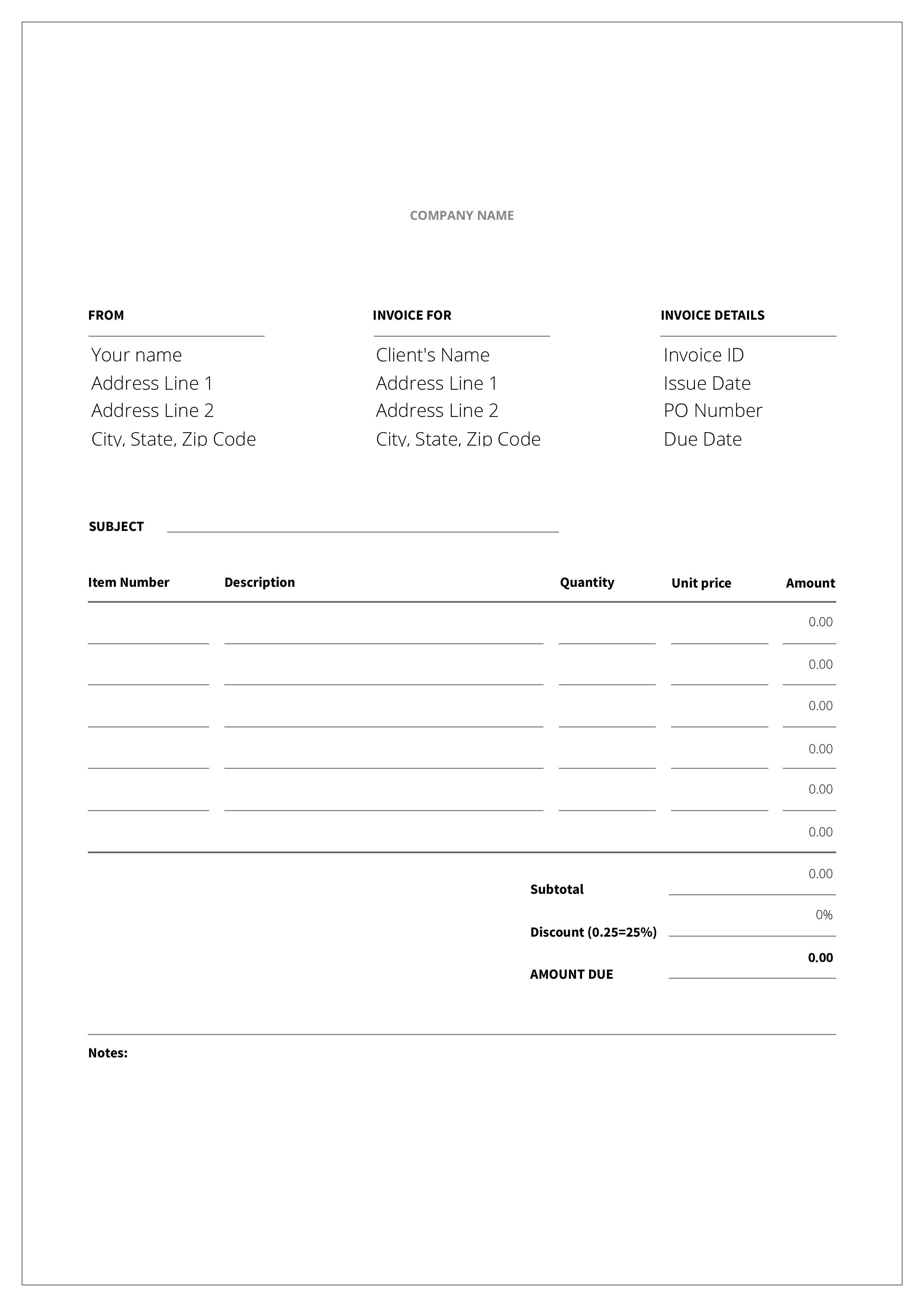 Blank Bakery Invoice main image