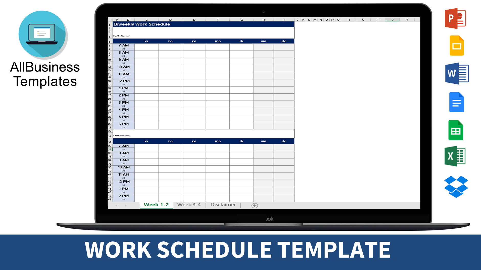 work schedule Hauptschablonenbild