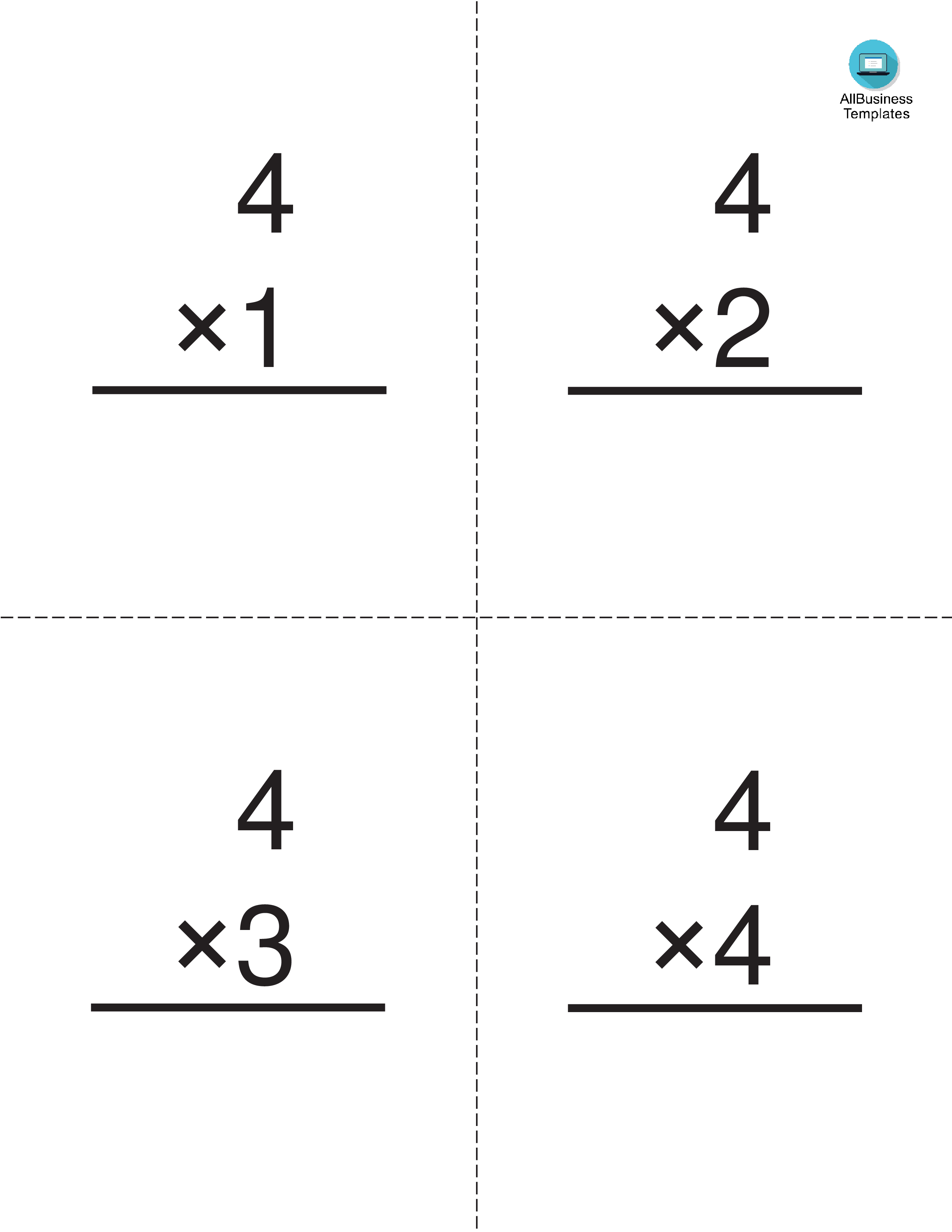 multiplication 4 flashcards voorbeeld afbeelding 