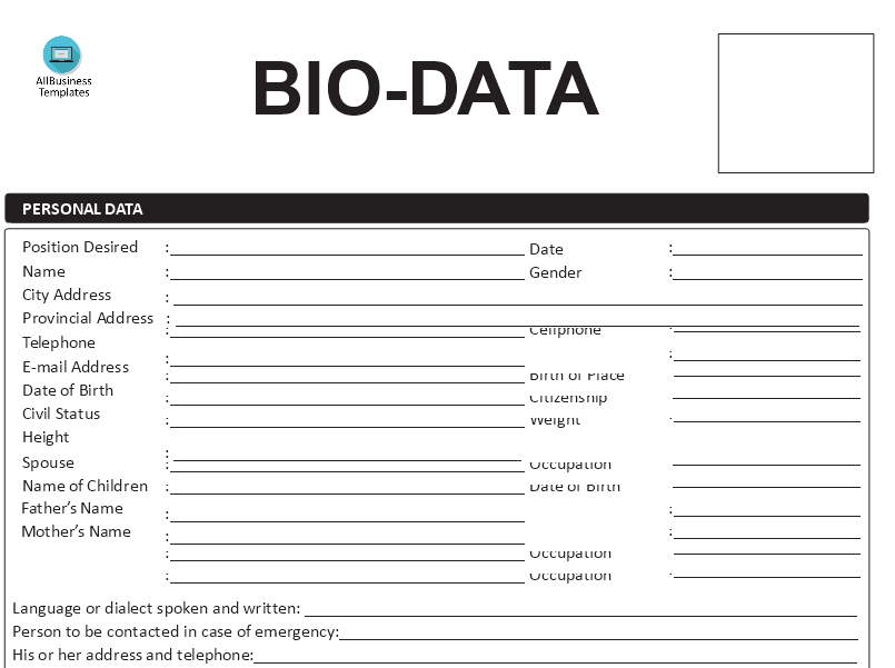 Biodata Template