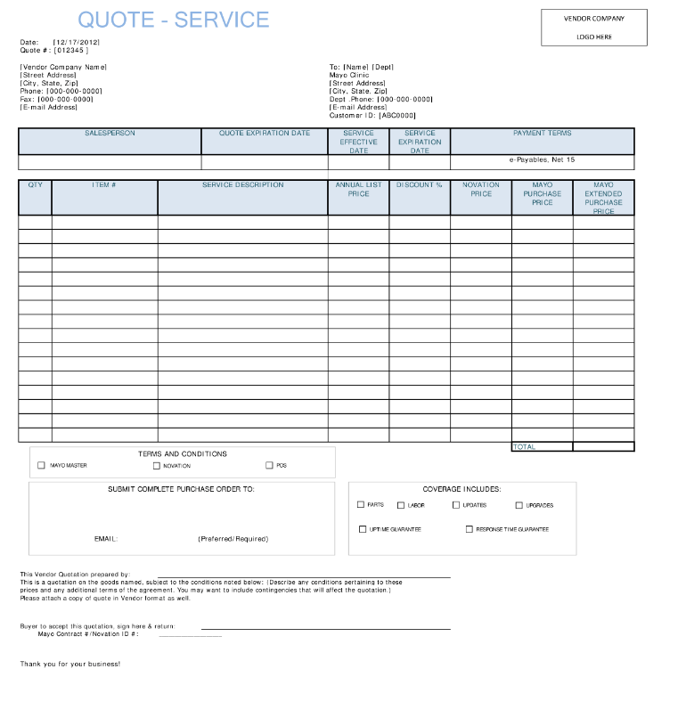 product quotation template