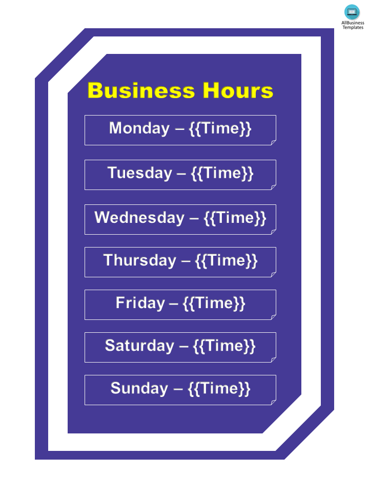 Changeable Business Hours Sign main image