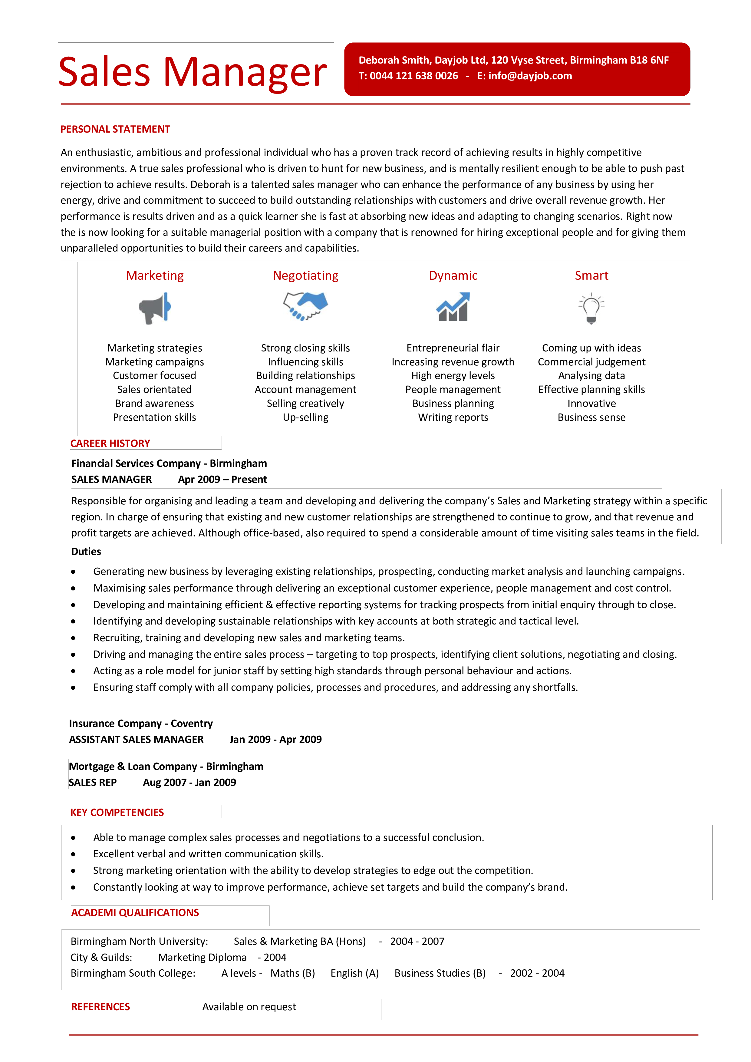 key skills of sales manager in resume