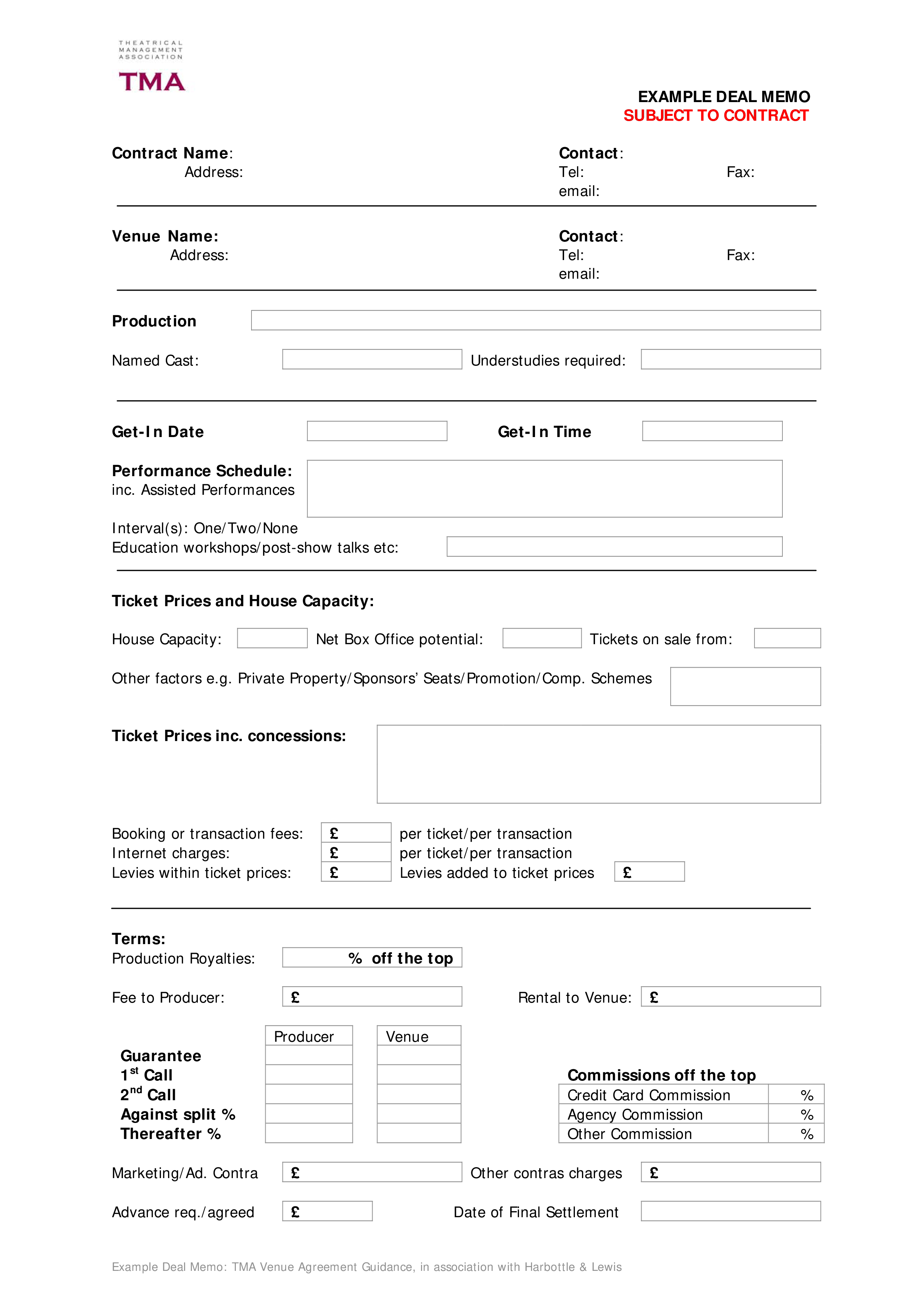 contract deal memo template Hauptschablonenbild