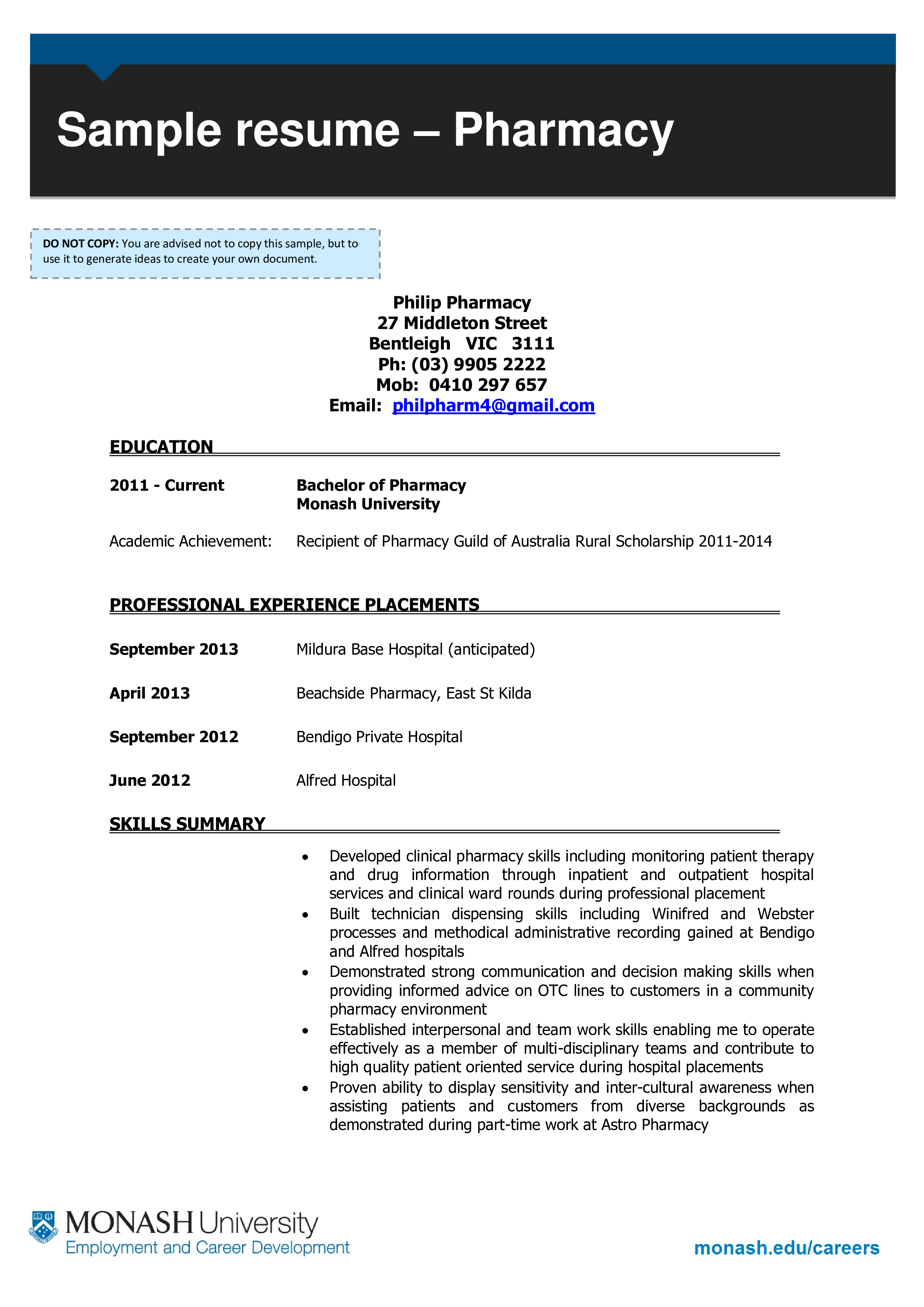 Pharmacist Employment 模板