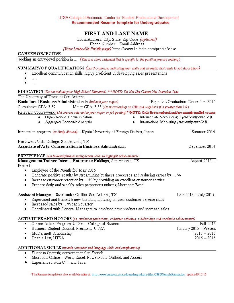 Professional Business Resume main image