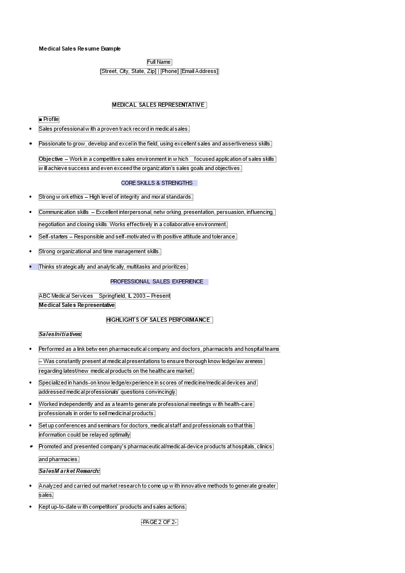 Medical Sales Resume Sample main image