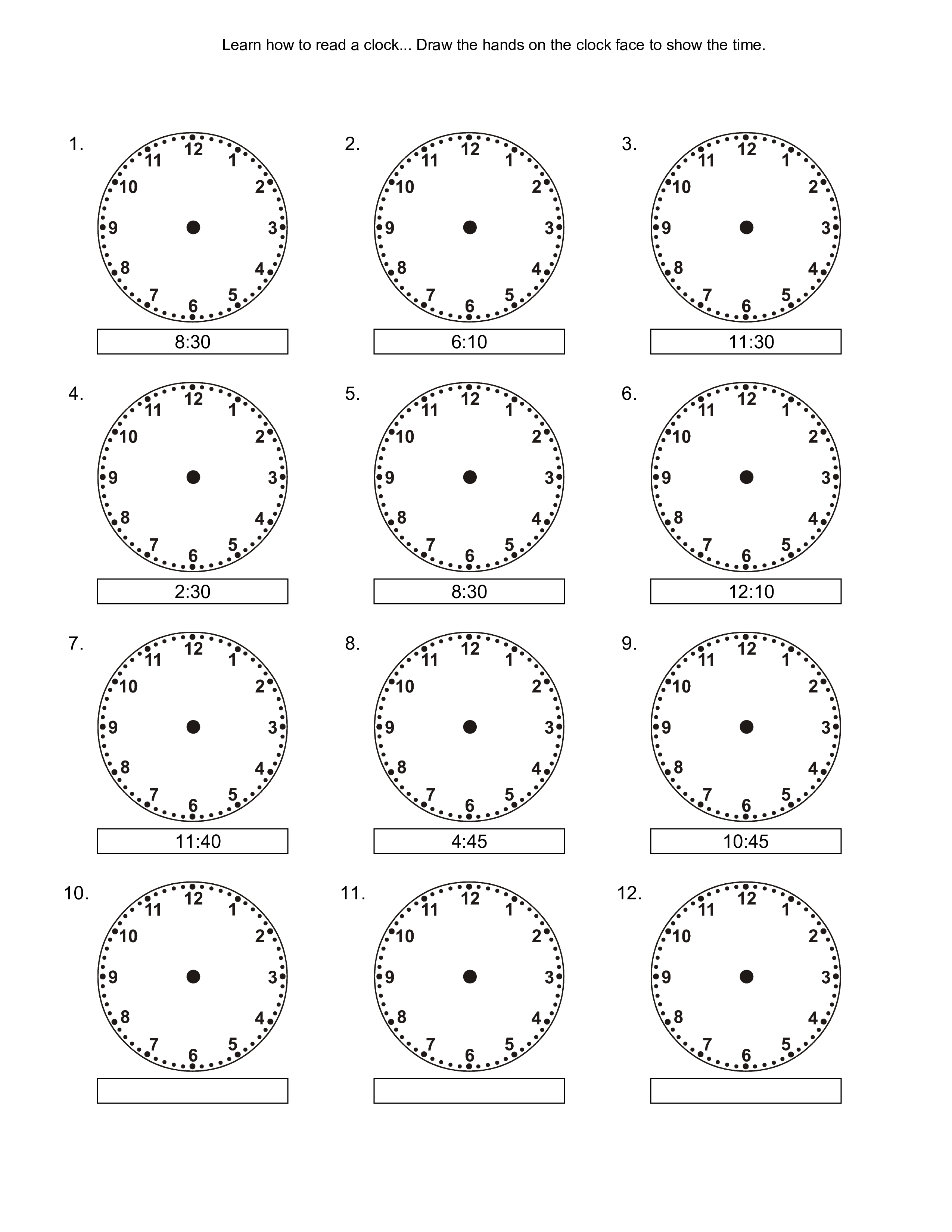 Telling time template main image