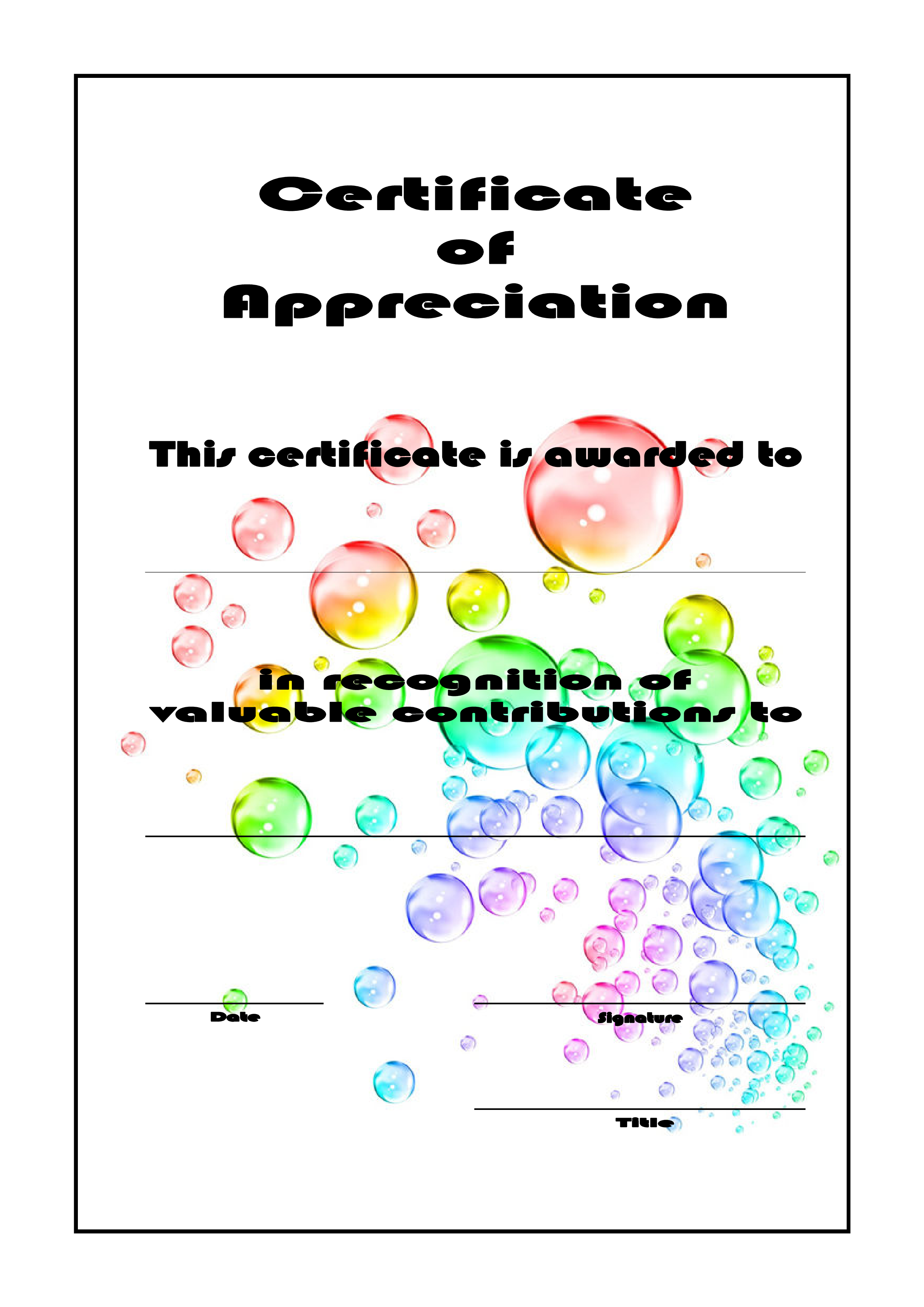 Certificate Of Appreciation Sheet main image