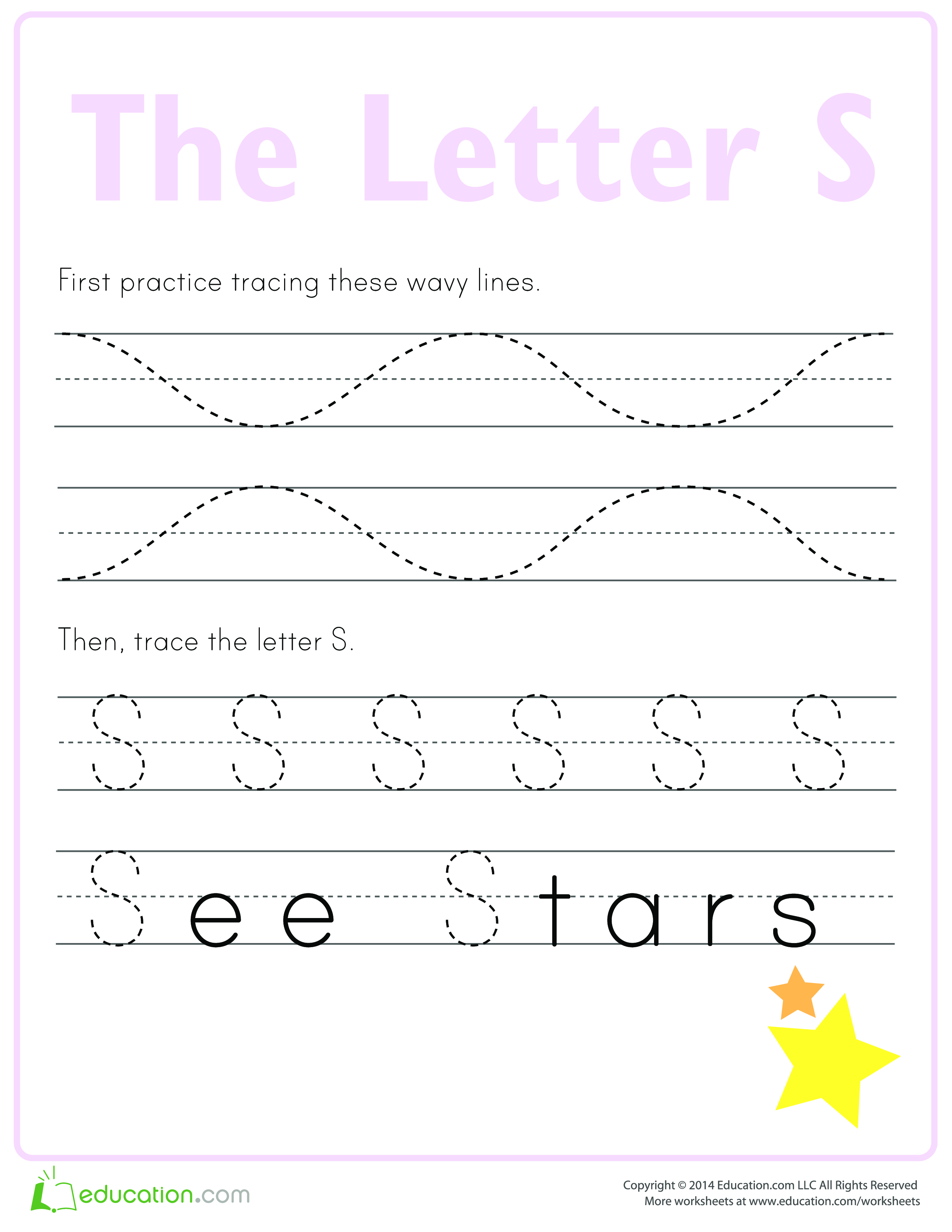 learn to write letter s voorbeeld afbeelding 
