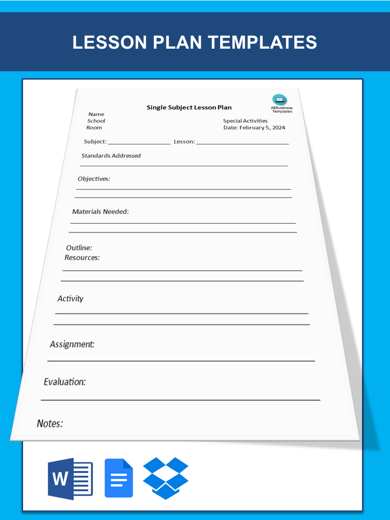 Lesson Plan Template Format 模板