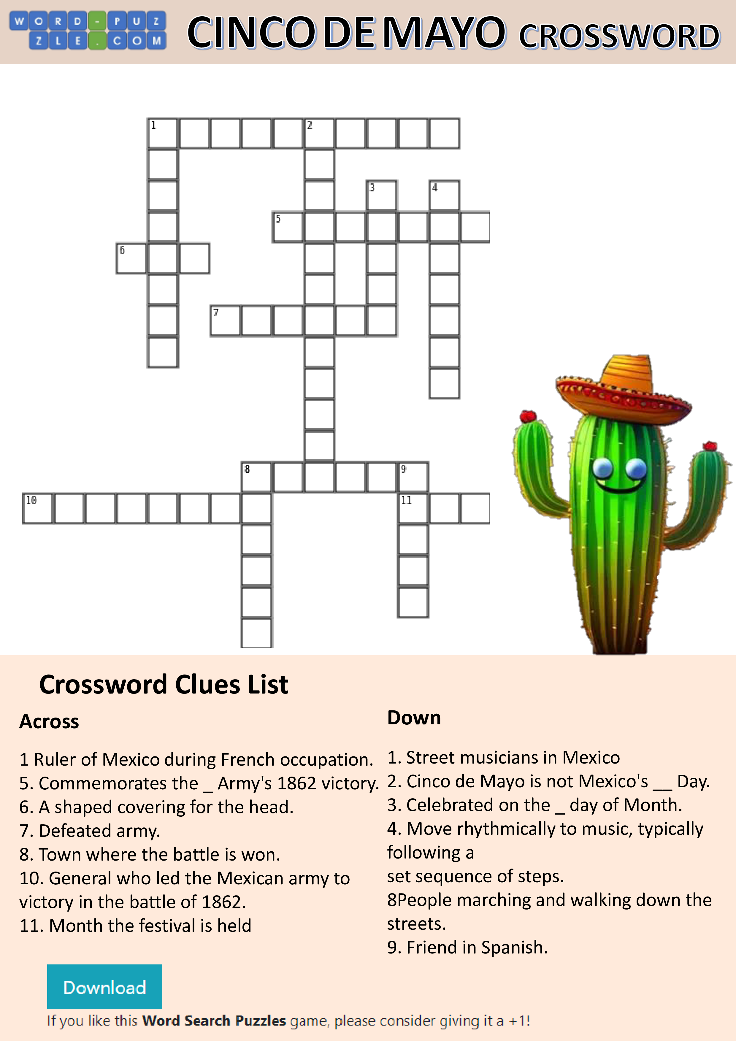 Cinco De Mayo Crossword Templates at