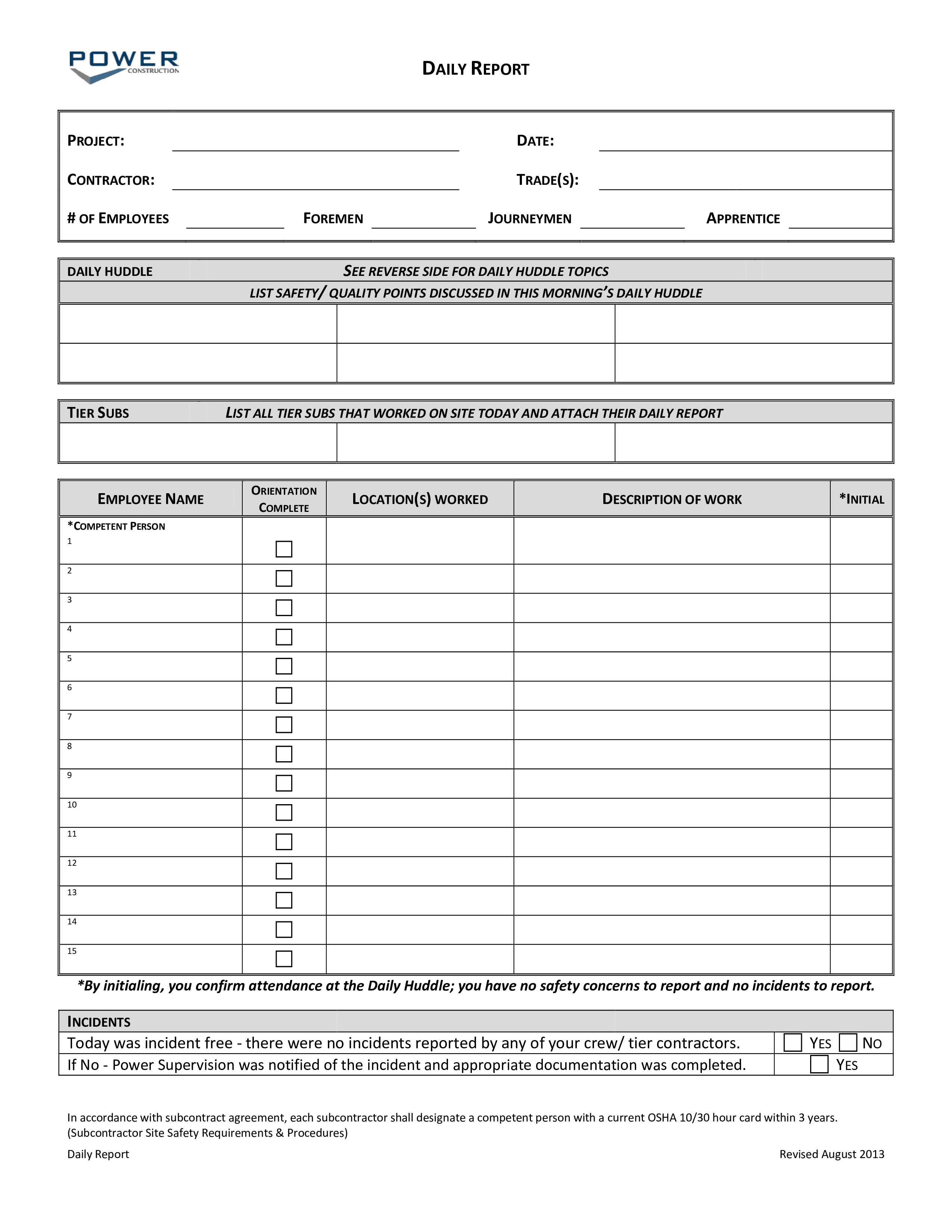 employee daily report template