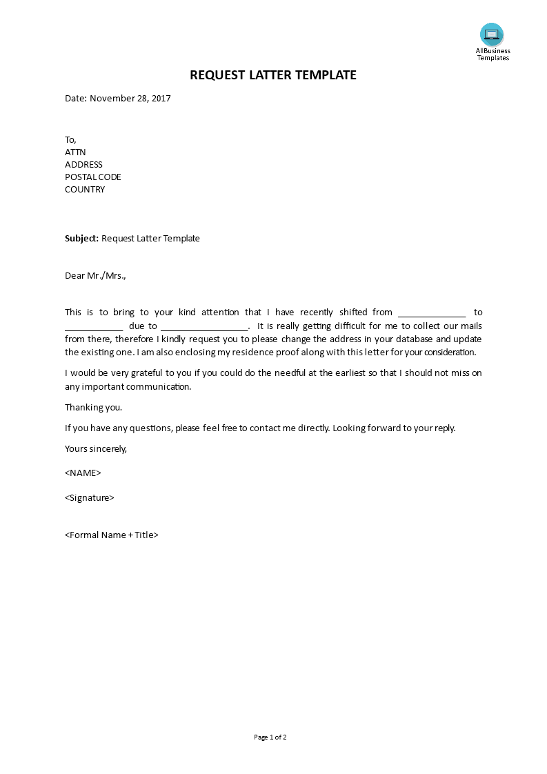 request latter template voorbeeld afbeelding 