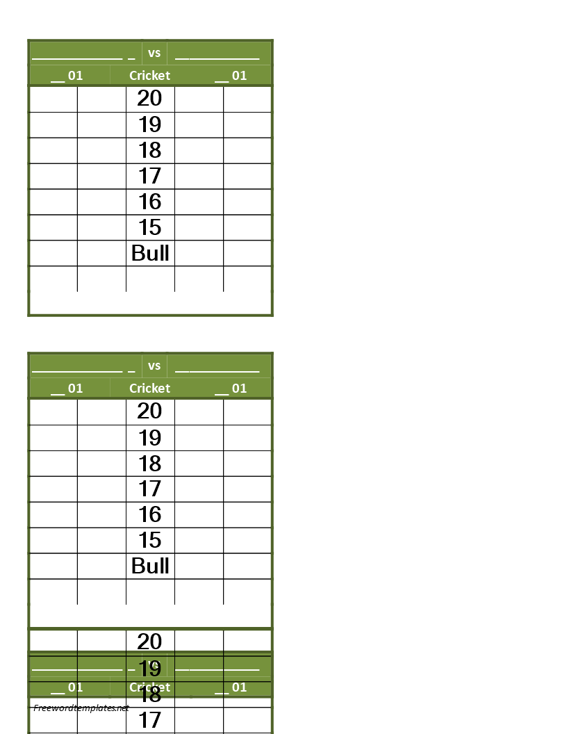 Darts Score Sheet main image