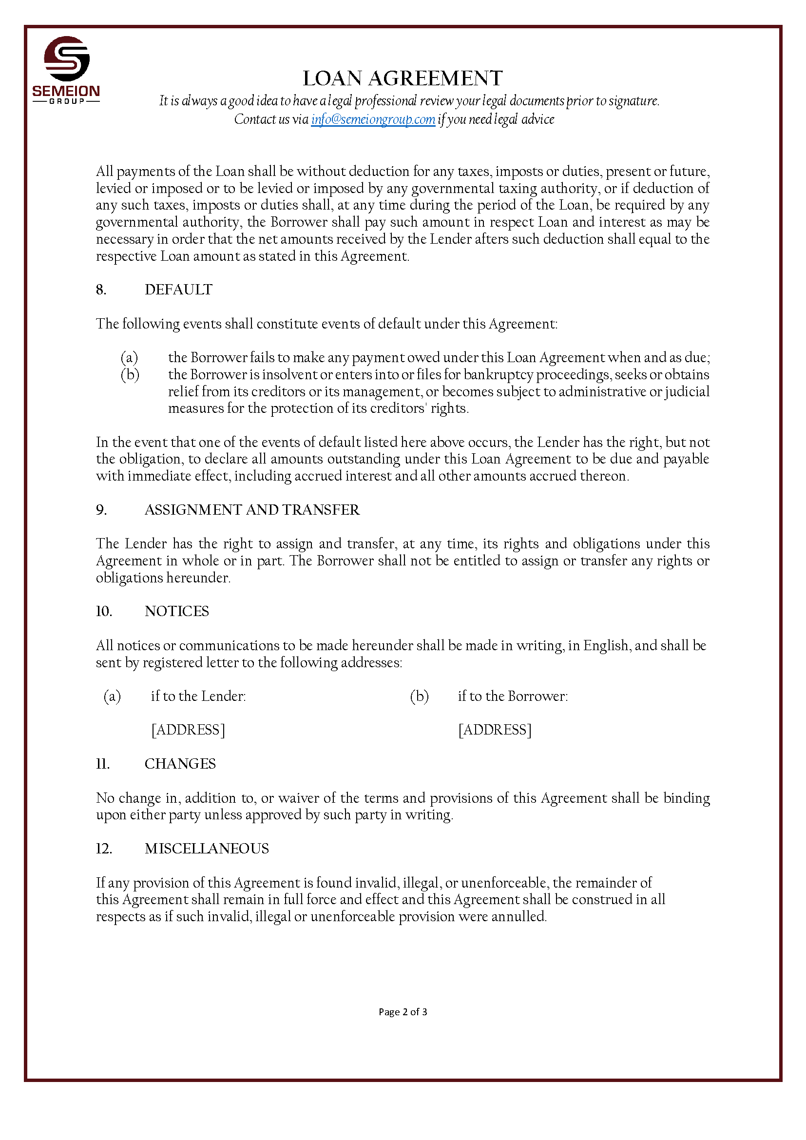 Simple Loan Agreement - Premium Schablone Intended For Convertible Loan Note Template