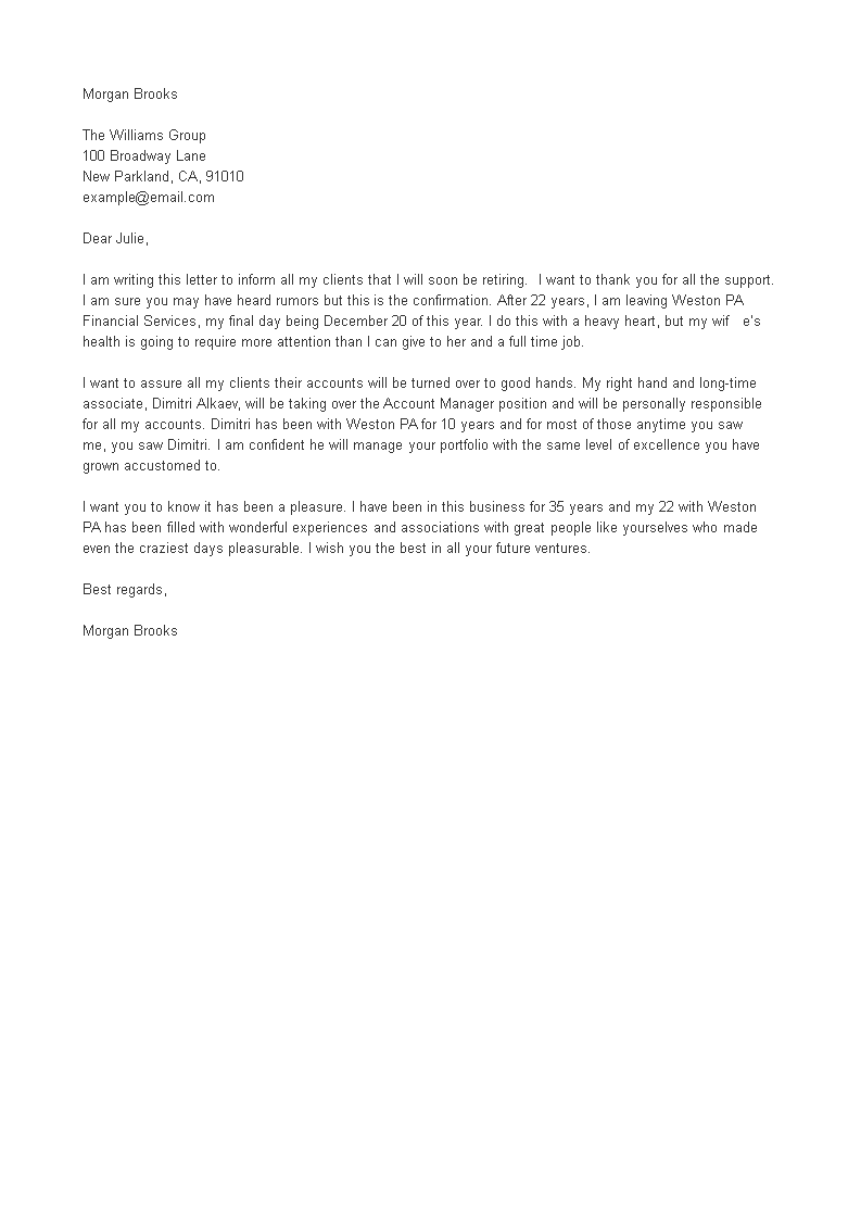 Thank You Letter to Client After Resignation main image