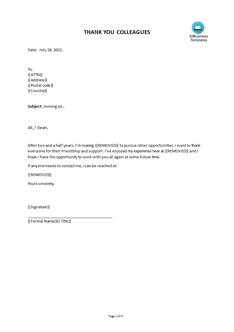 Funny Goodbye Letter to Coworkers | Templates at 