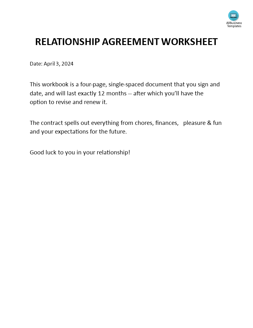 relationship contract agreement voorbeeld afbeelding 