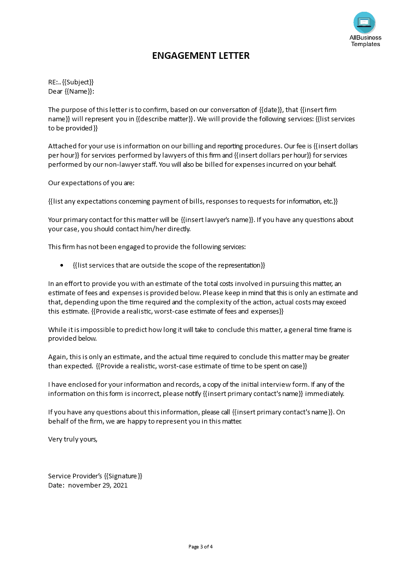 client engagement letter template