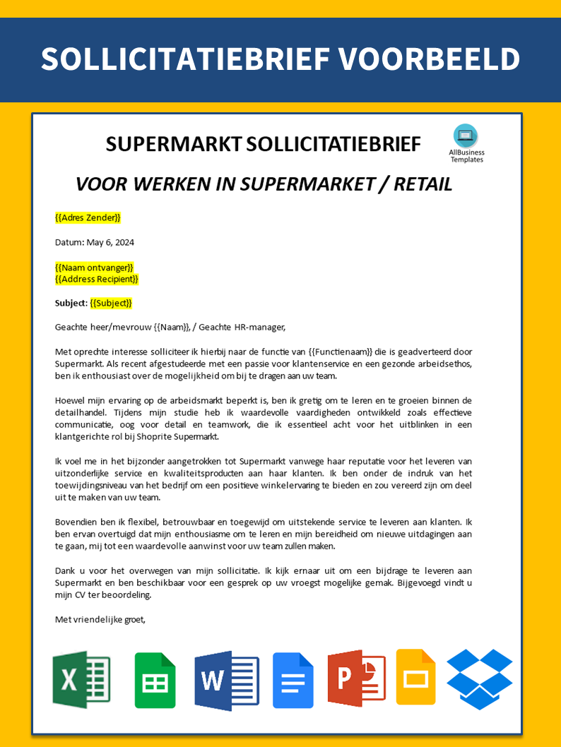 voorbeeld sollicitatiebrief supermarkt voorbeeld afbeelding 