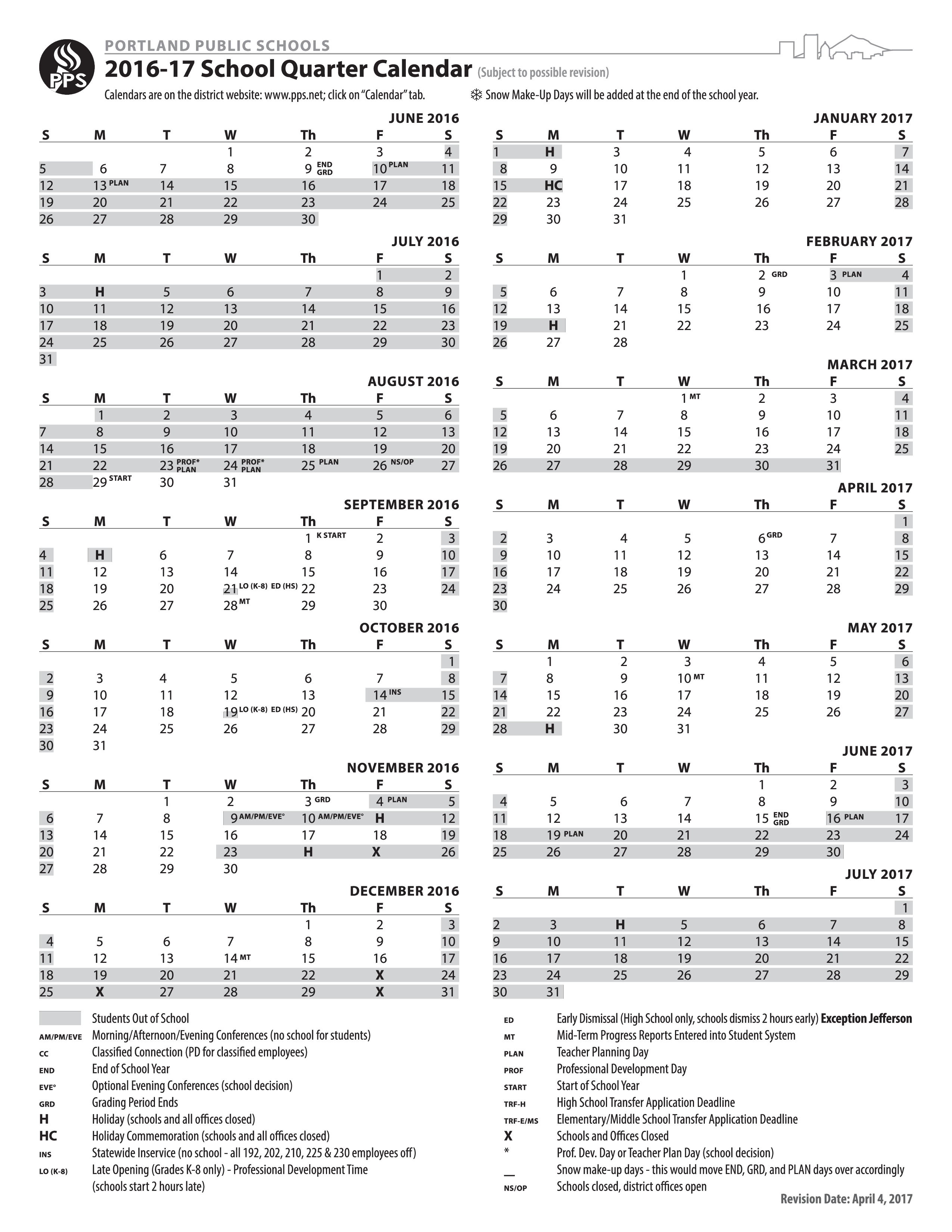 quarterly school event template