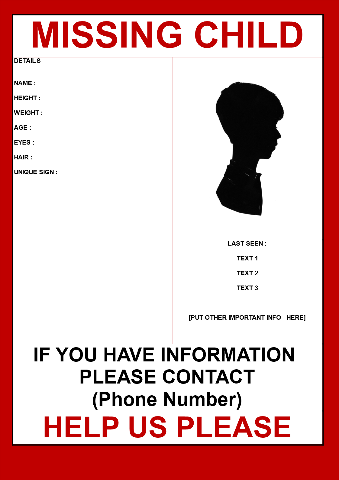 missing child template voorbeeld afbeelding 