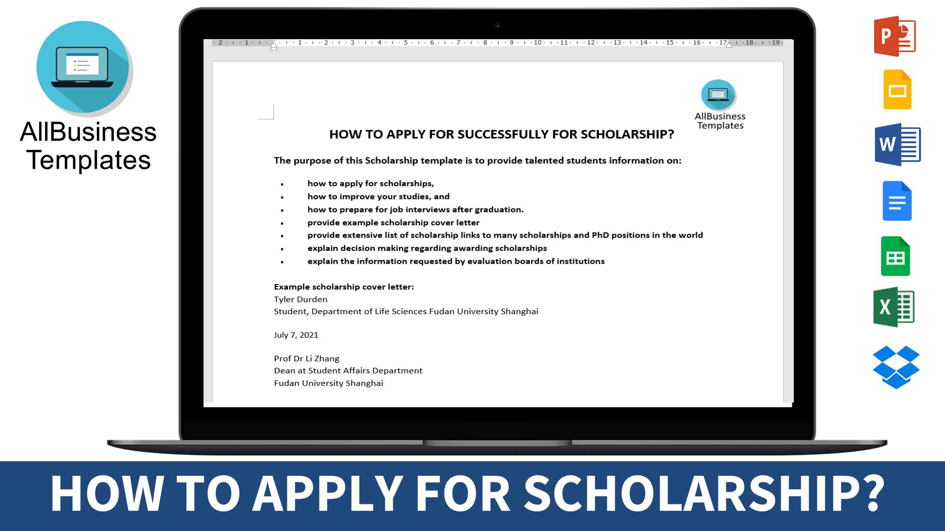Free Sample Of Application Letter For Scholarship - I Need a Sample