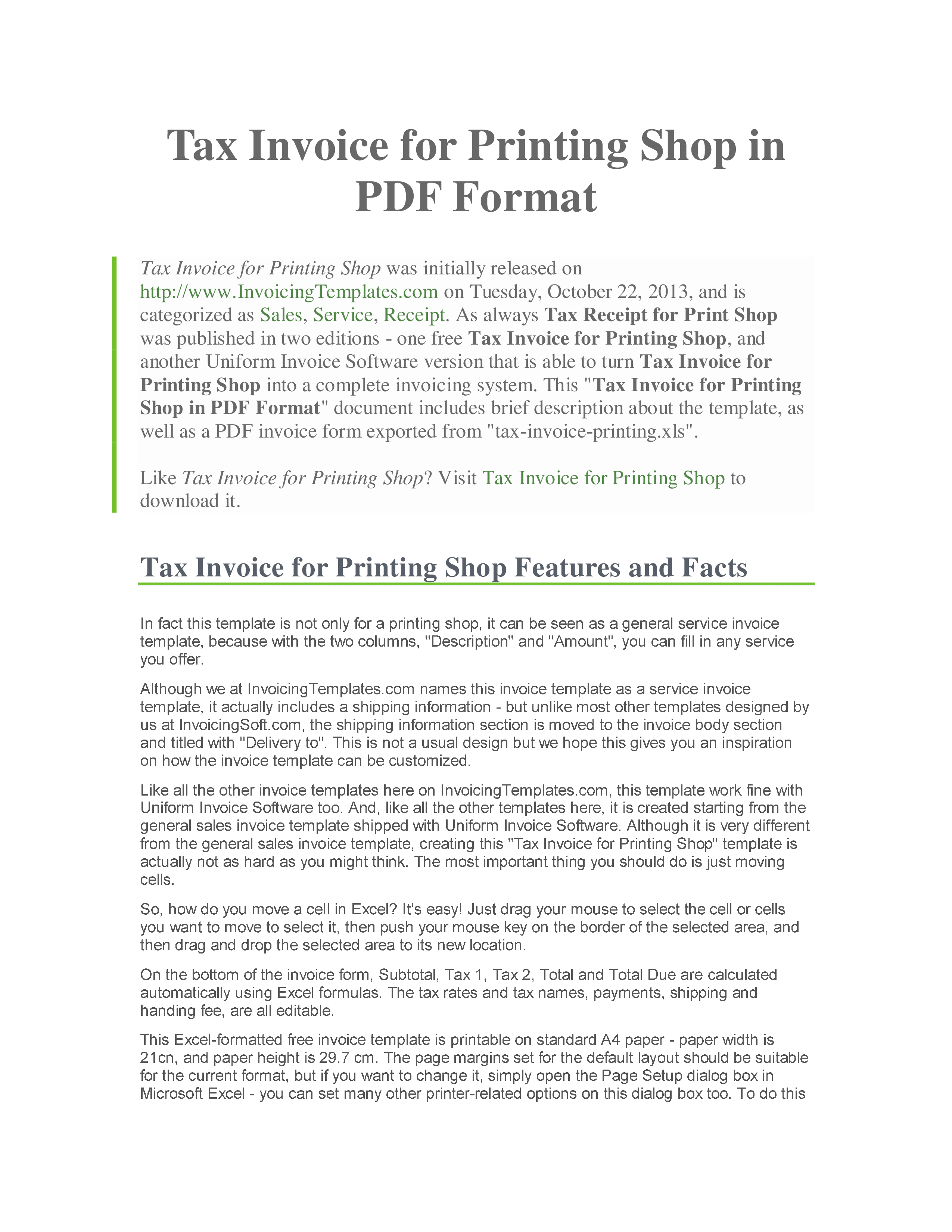 Pdf Tax Invoice Template 模板