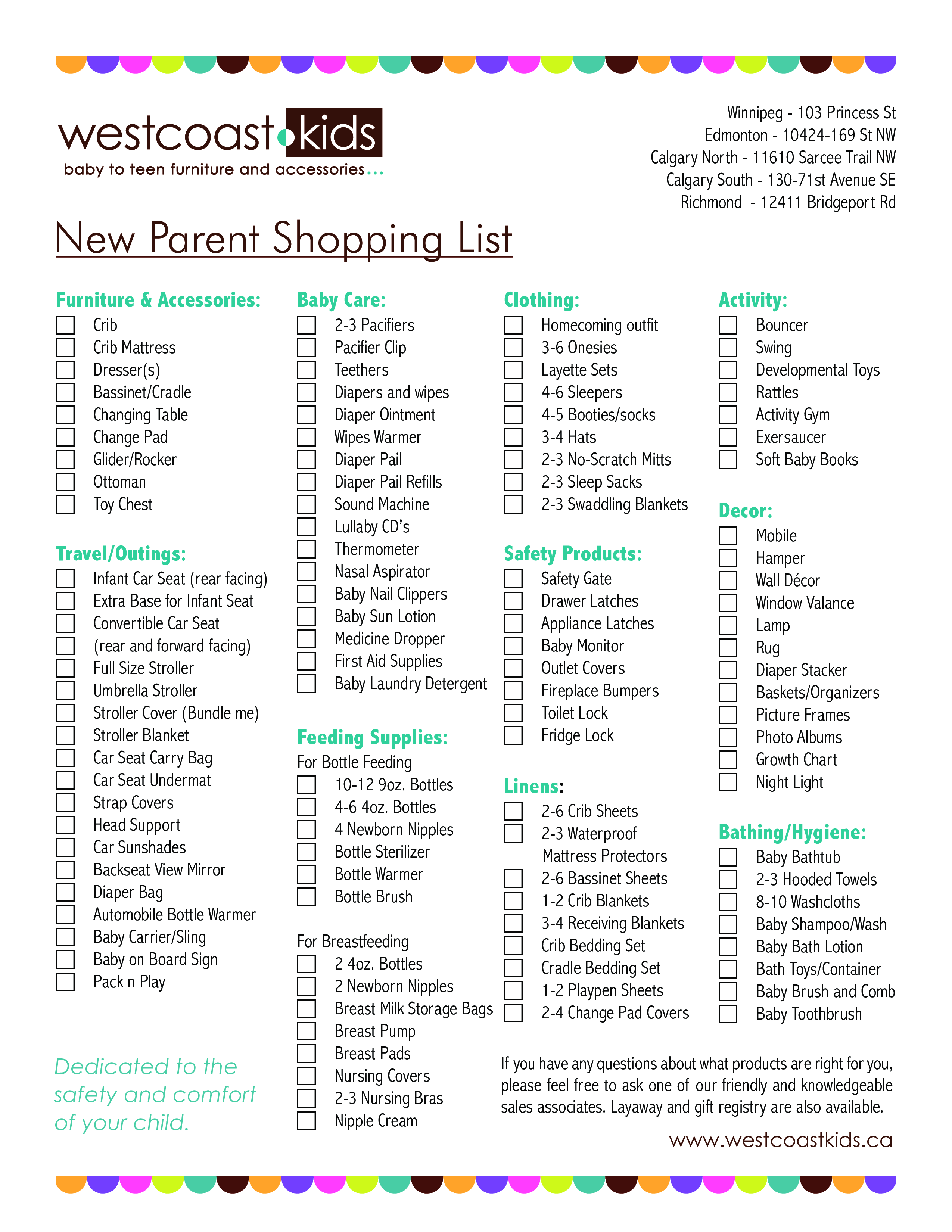 newborn shopping checklist