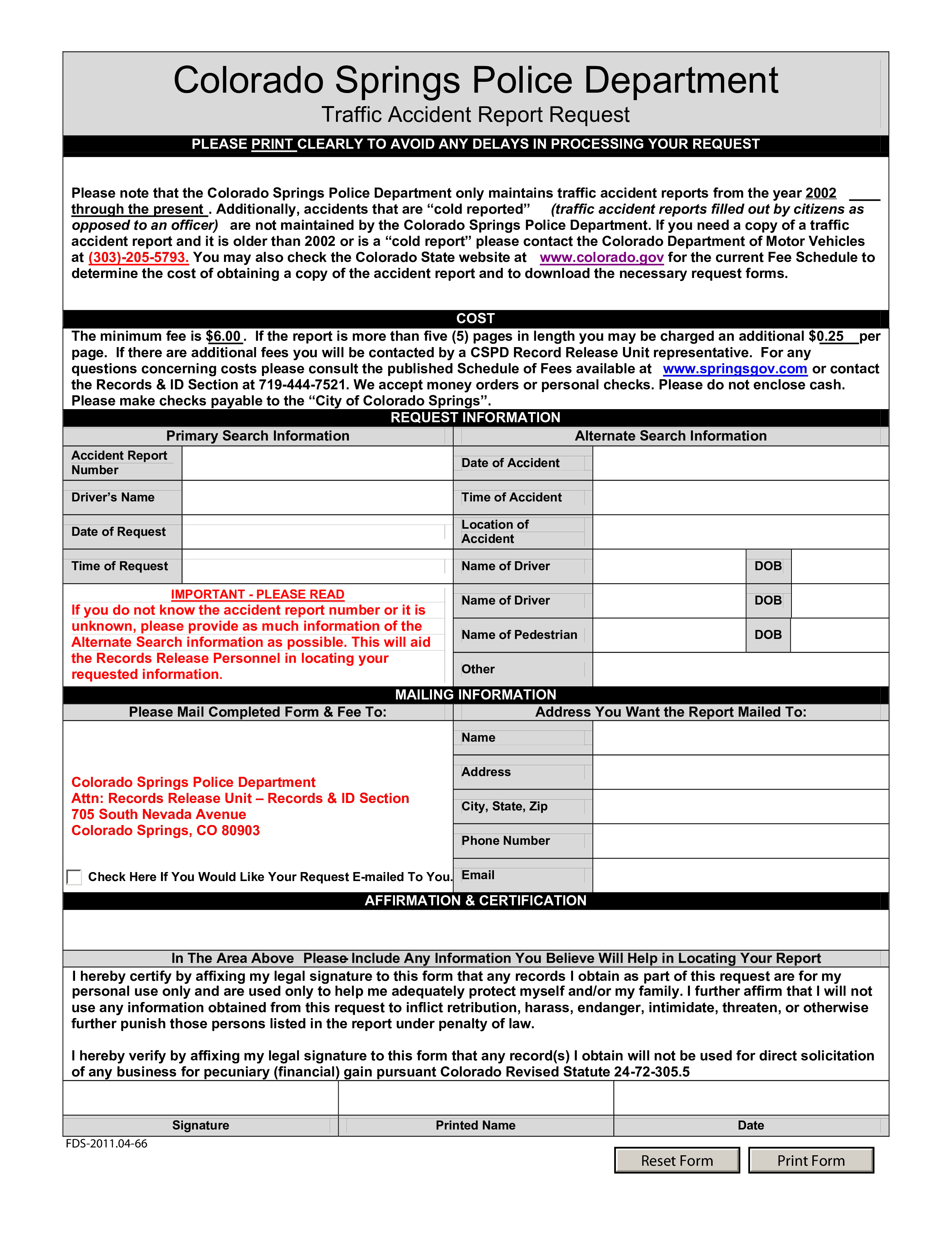 Police Accident Report 模板