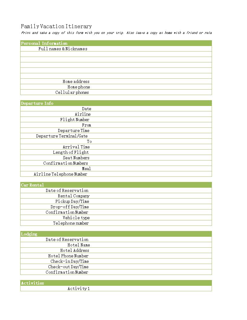 Family Vacation Planner Template main image