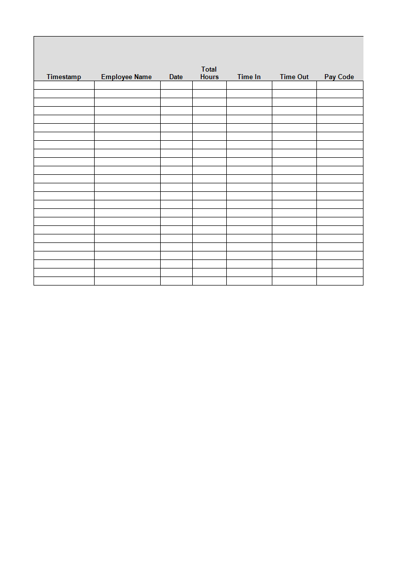 Hourly Timesheet Xls Template 模板