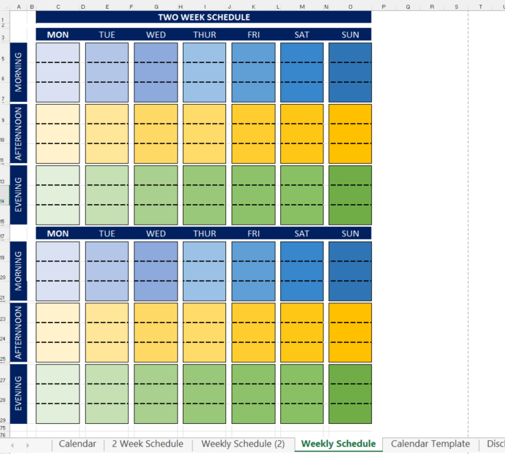BiWeekly Schedule Excel Templates at