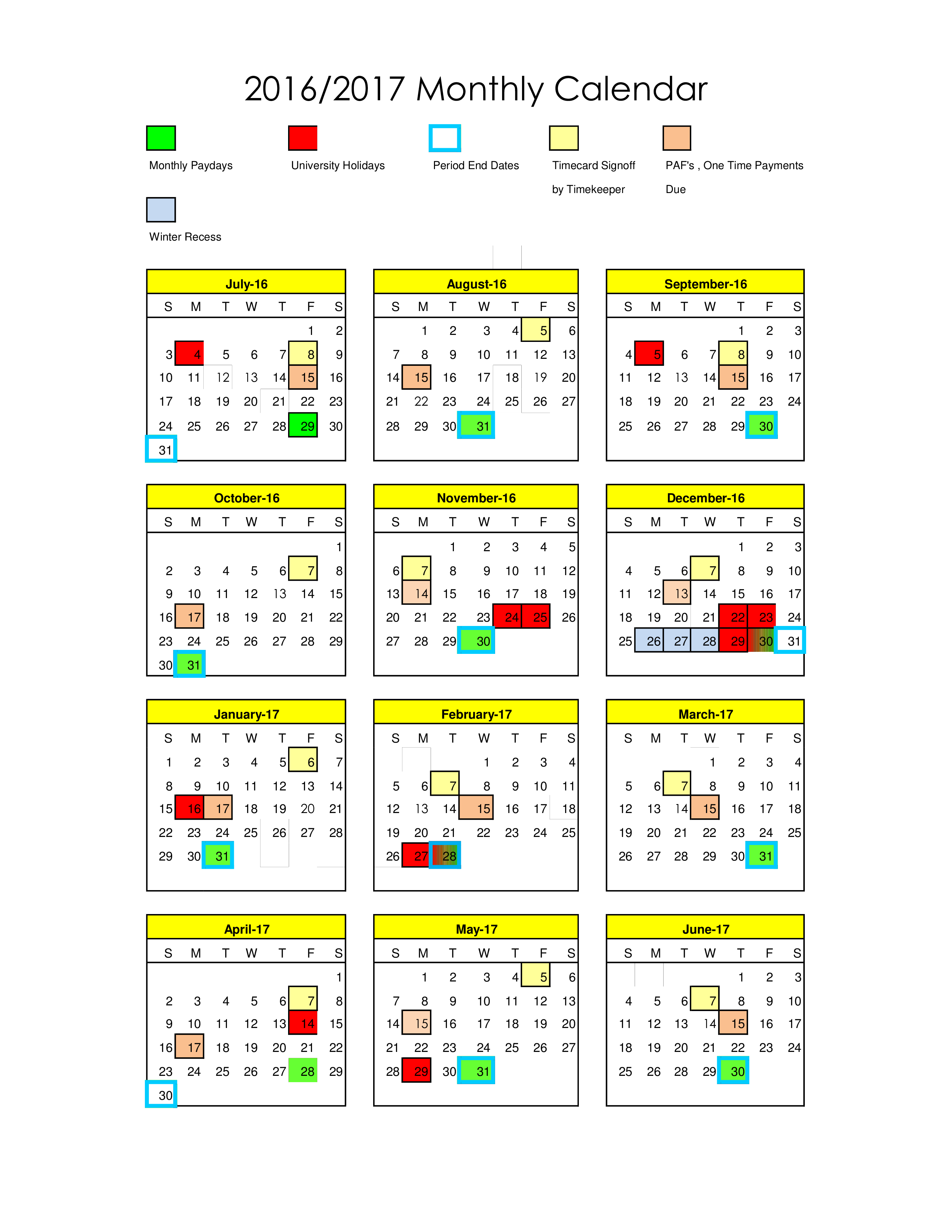 Printable Monthly Calendar Format 模板