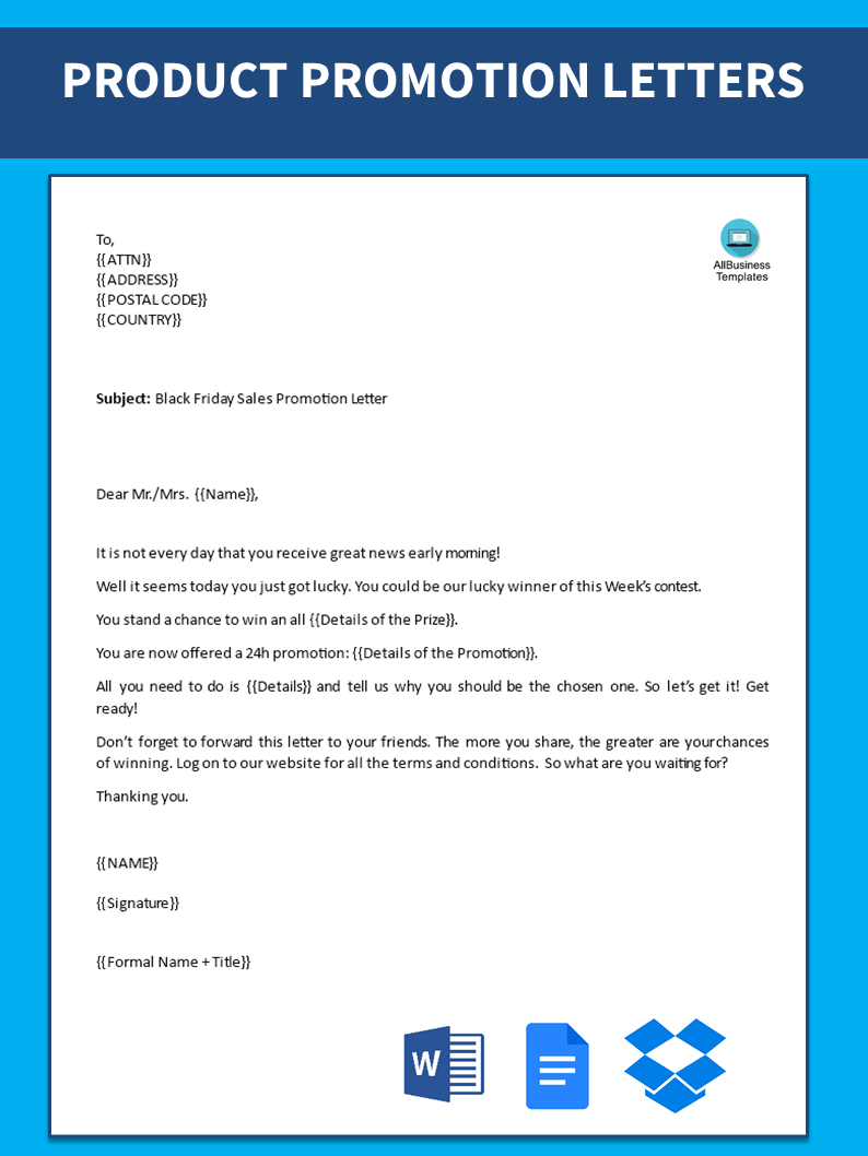 Kostenloses Product Promotion Letter Sample