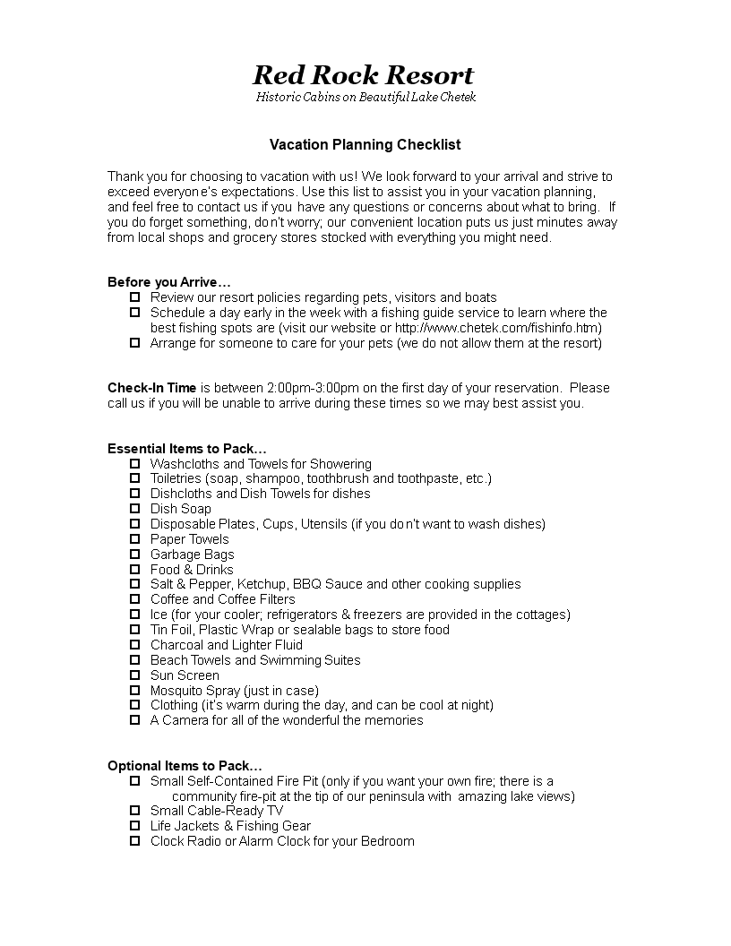 Vacation Planning Checklist main image