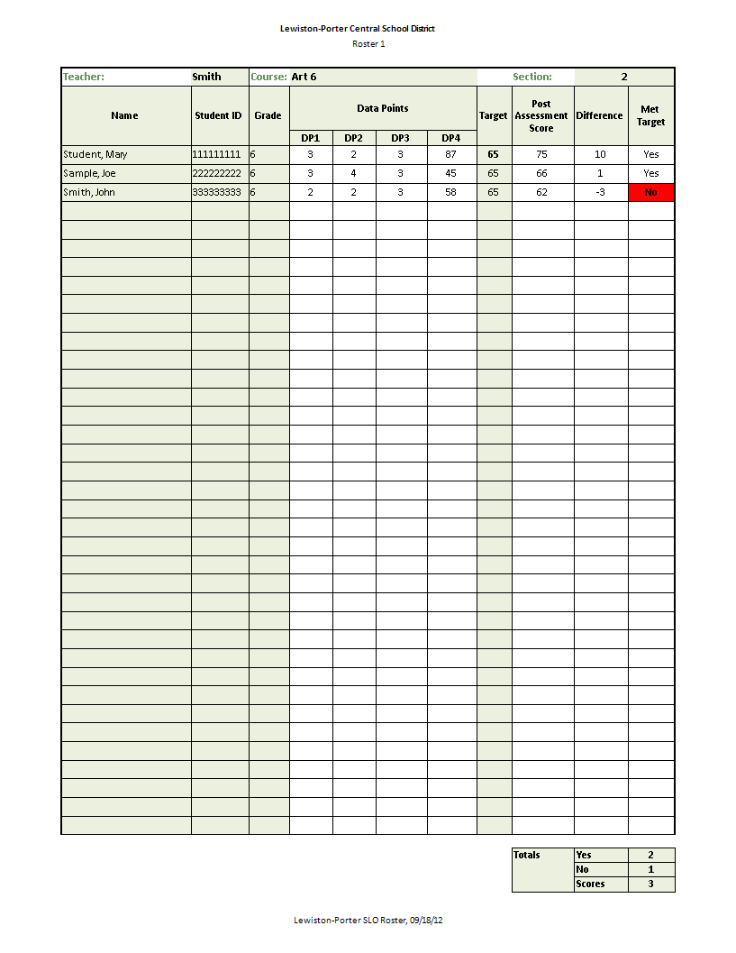 Class roster template worksheet excel 模板