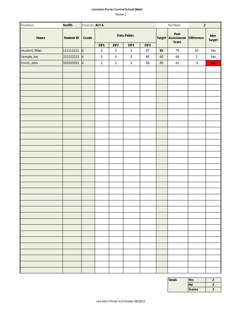 class roster template worksheet excel voorbeeld afbeelding 