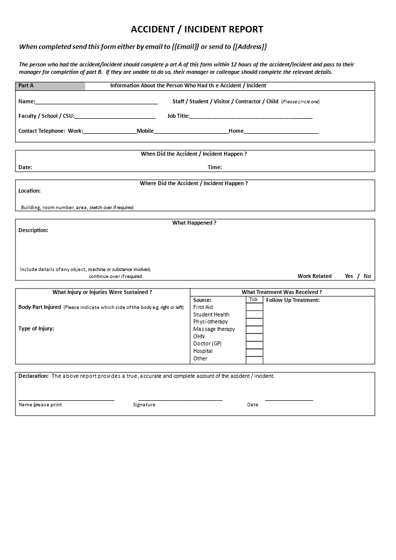 sample accident incident report template