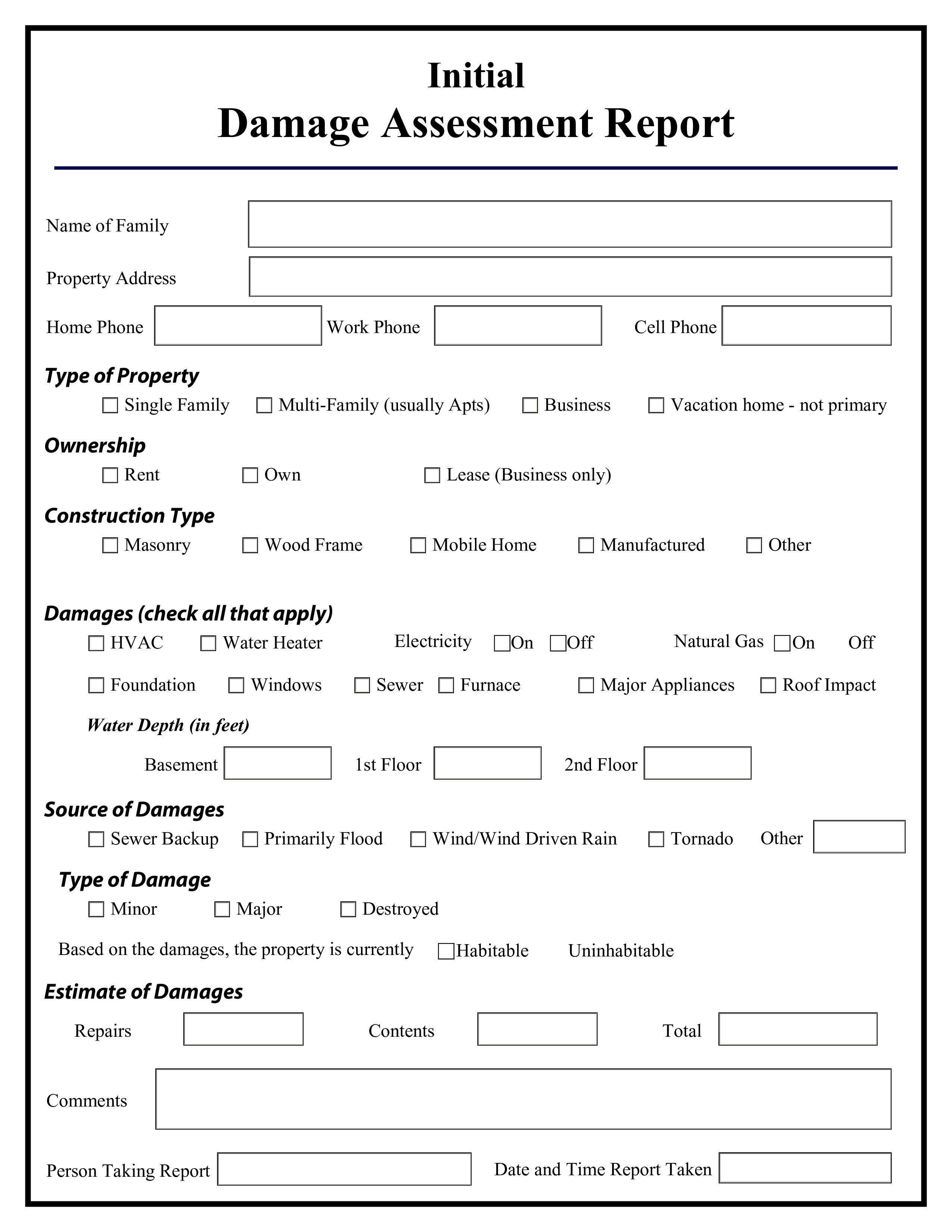 damage assessment template