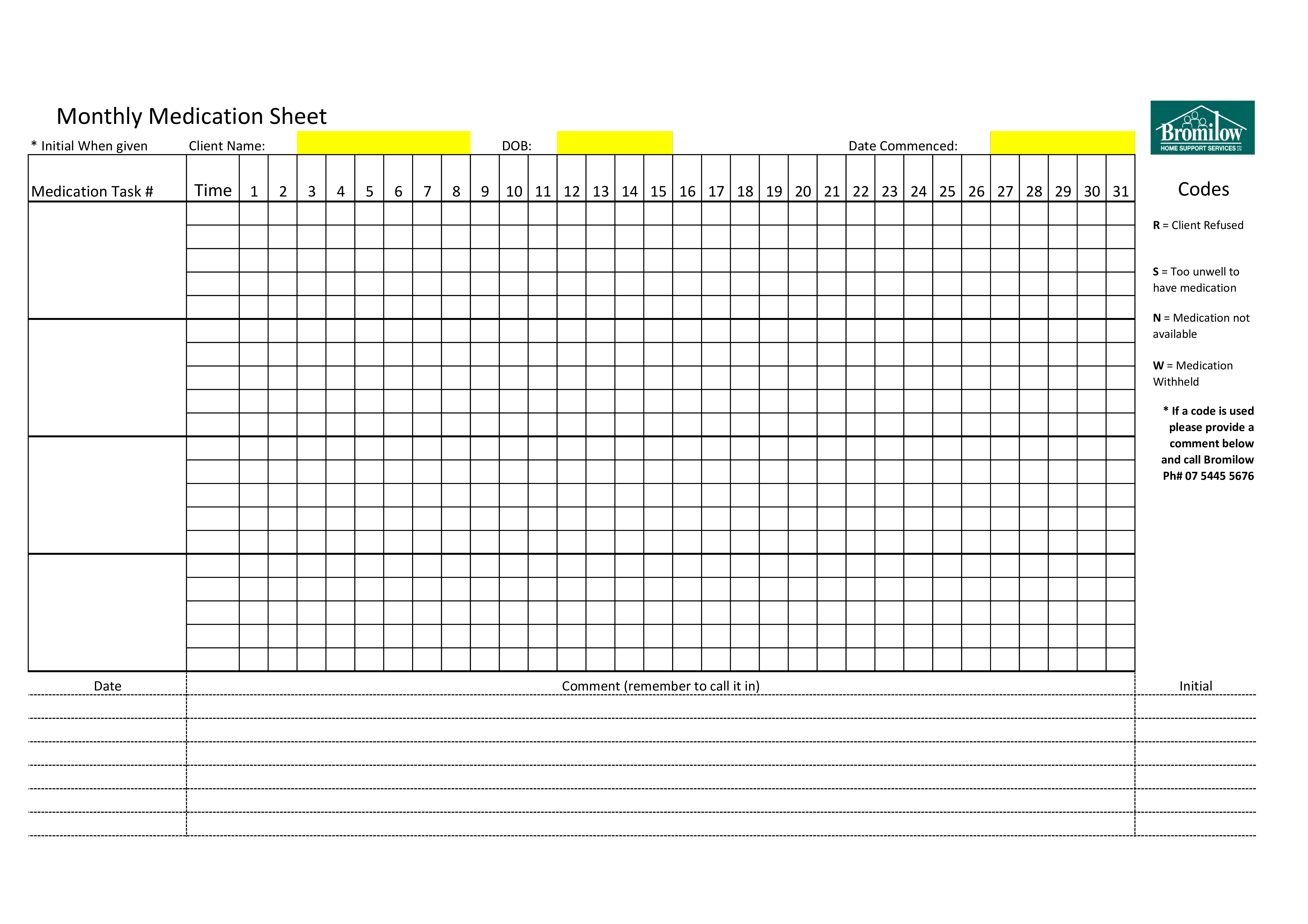 maandelijkse medicatie planner template