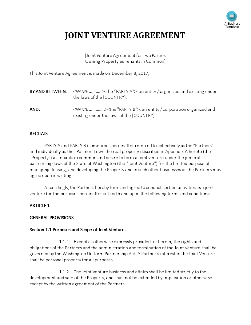 Joint Tenancy Agreement Template