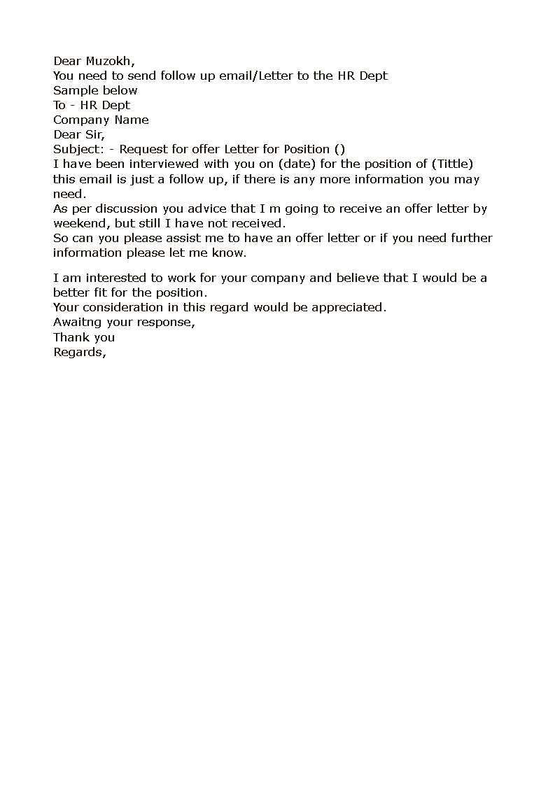job offer request letter voorbeeld afbeelding 