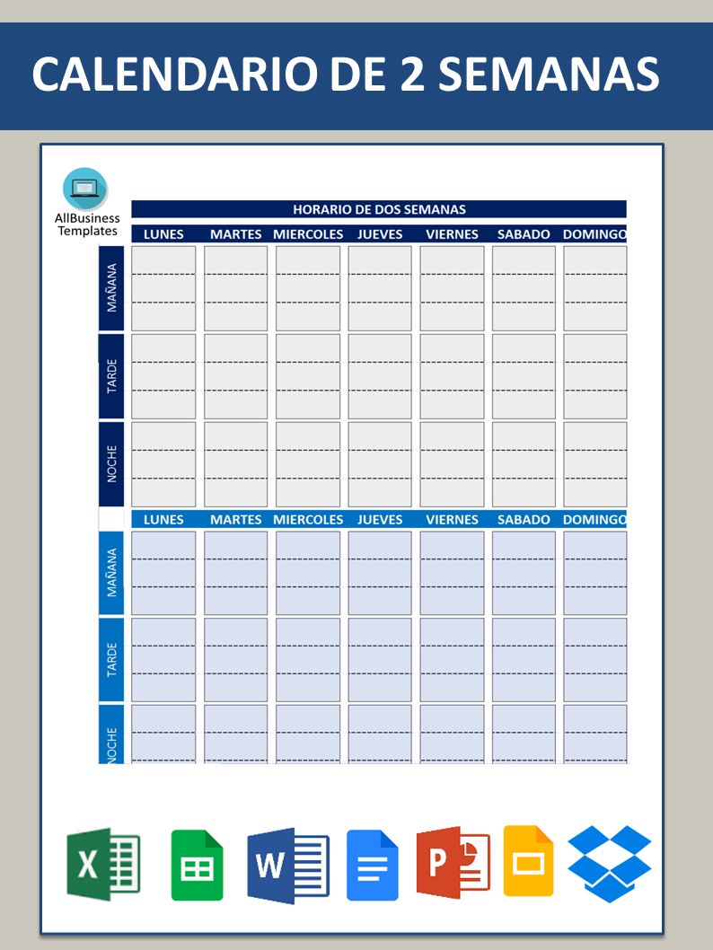 Calendario de 2 semanas 模板