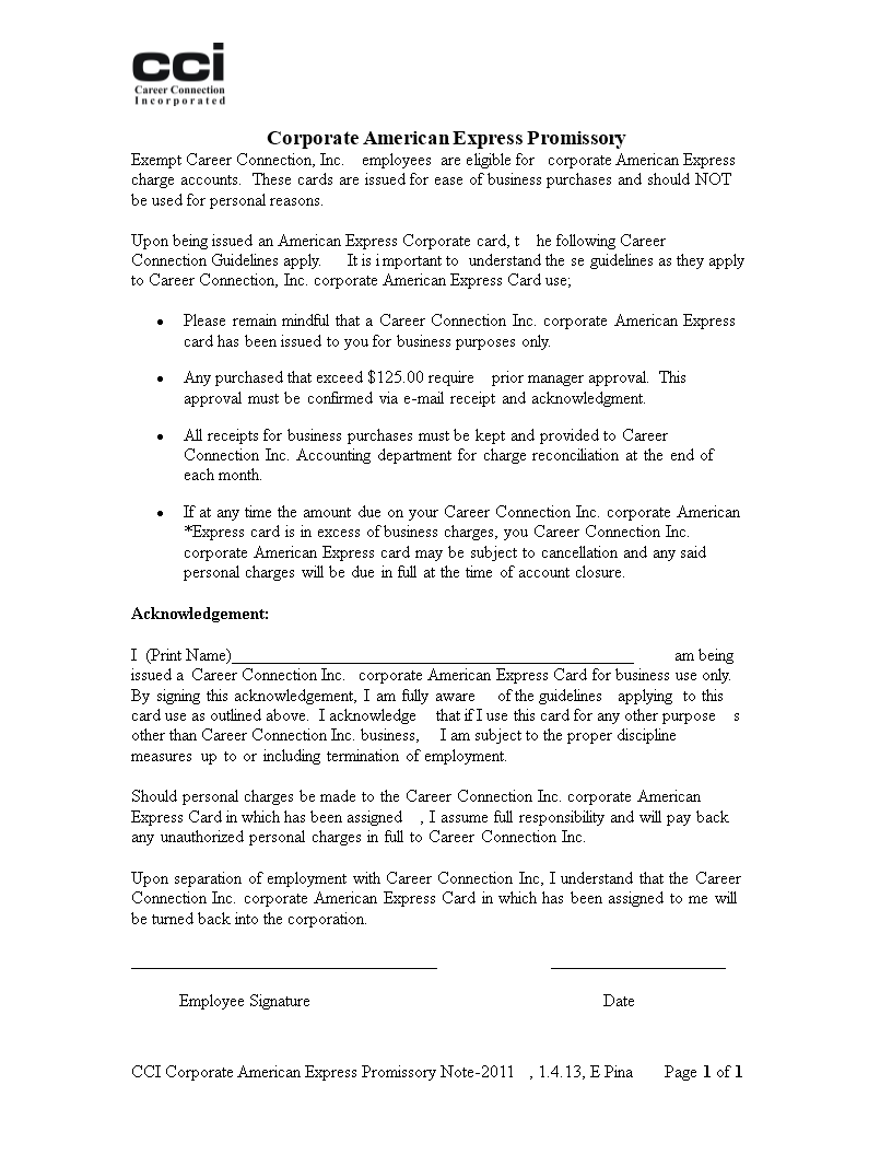 corporate promissory note template