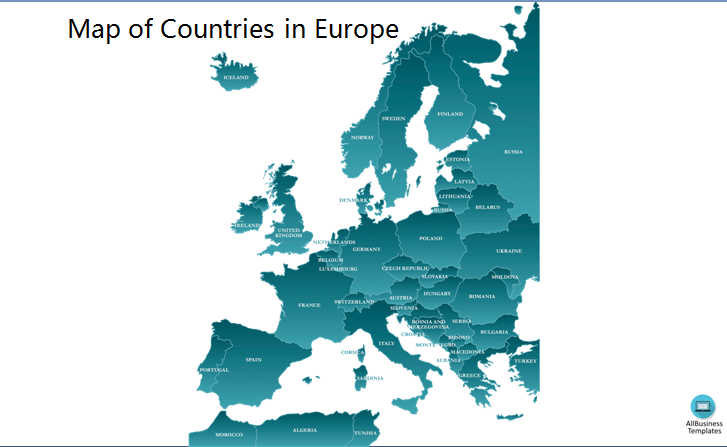 Map of Countries in Europe Outline main image